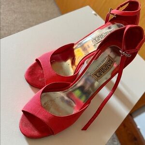 Badgley Mischka Vibrant Red Open-Toe Ankle Strap Heels
